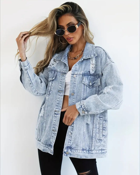 MST Luxury Denim Ripped Jacket Light Blue (Woman)