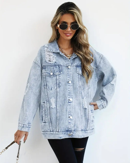 MST Luxury Denim Ripped Jacket Light Blue (Woman)